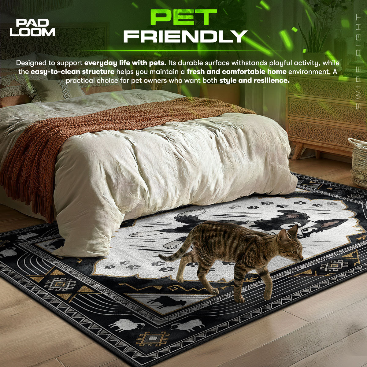 Detailed close-up of Bluey rug pattern