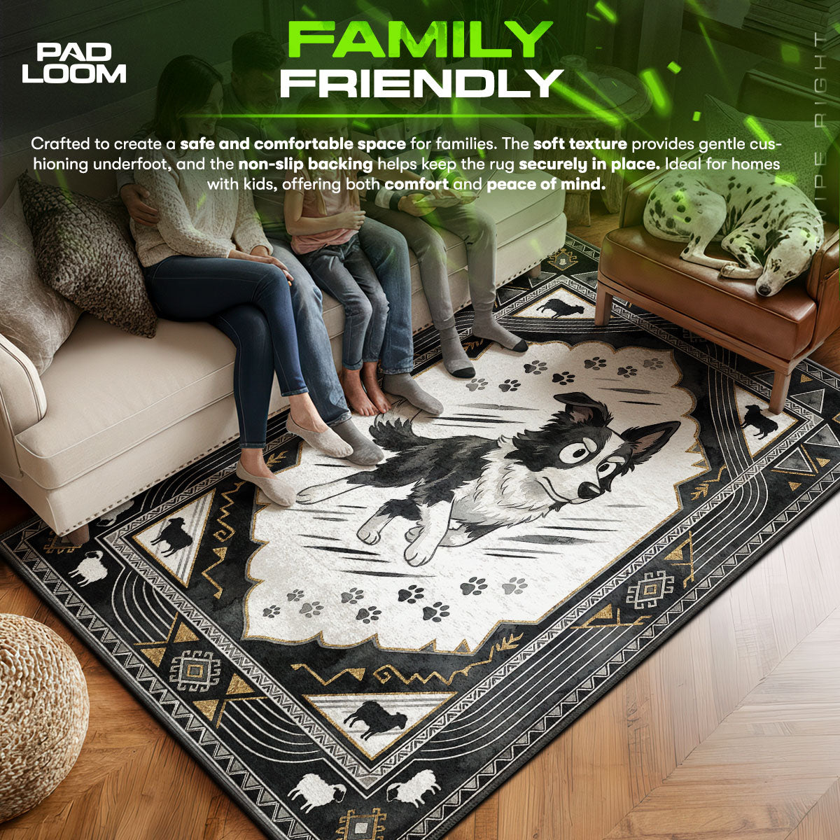 Bluey area rug showing full home decor artwork