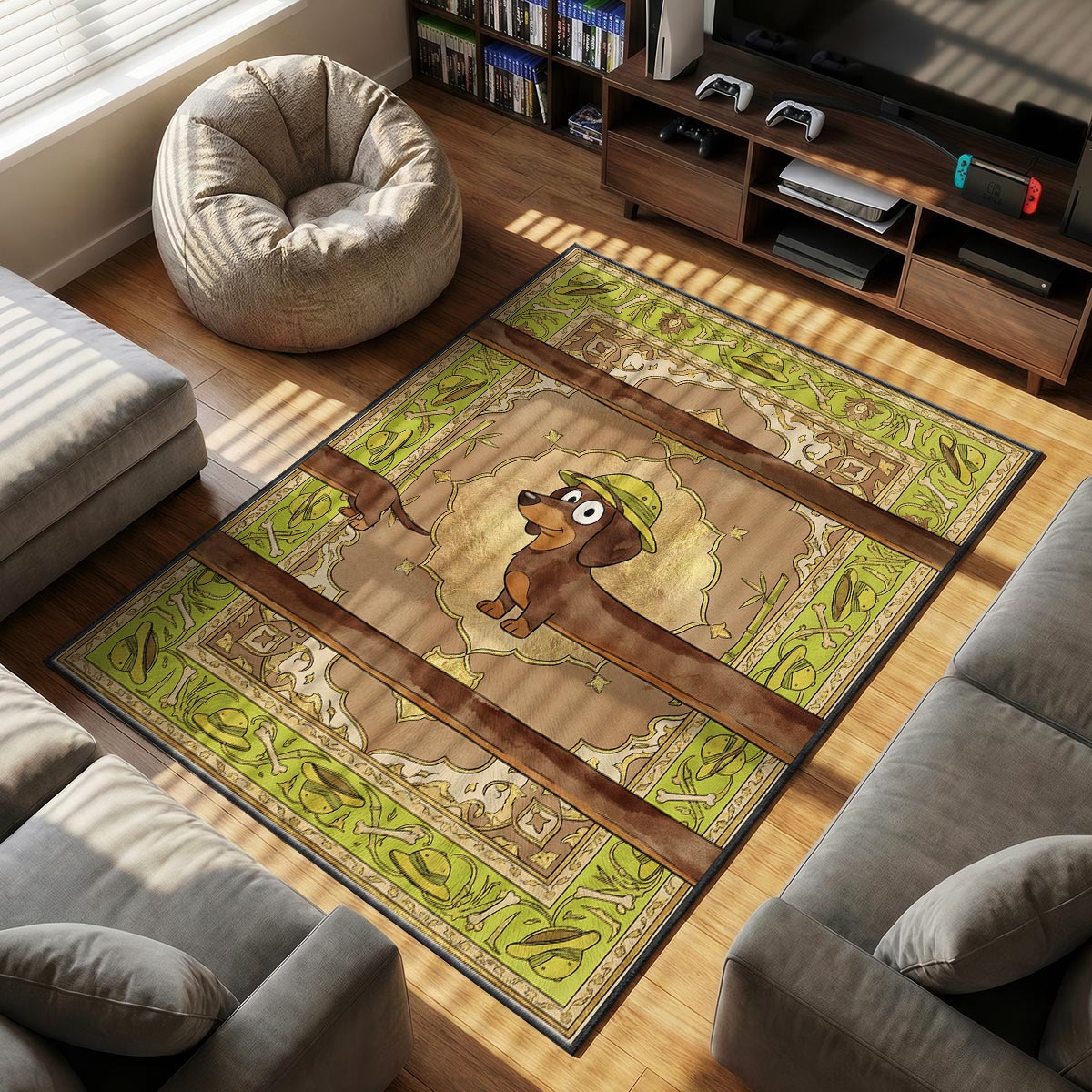 Bluey Snickers themed area rug for home decor fans