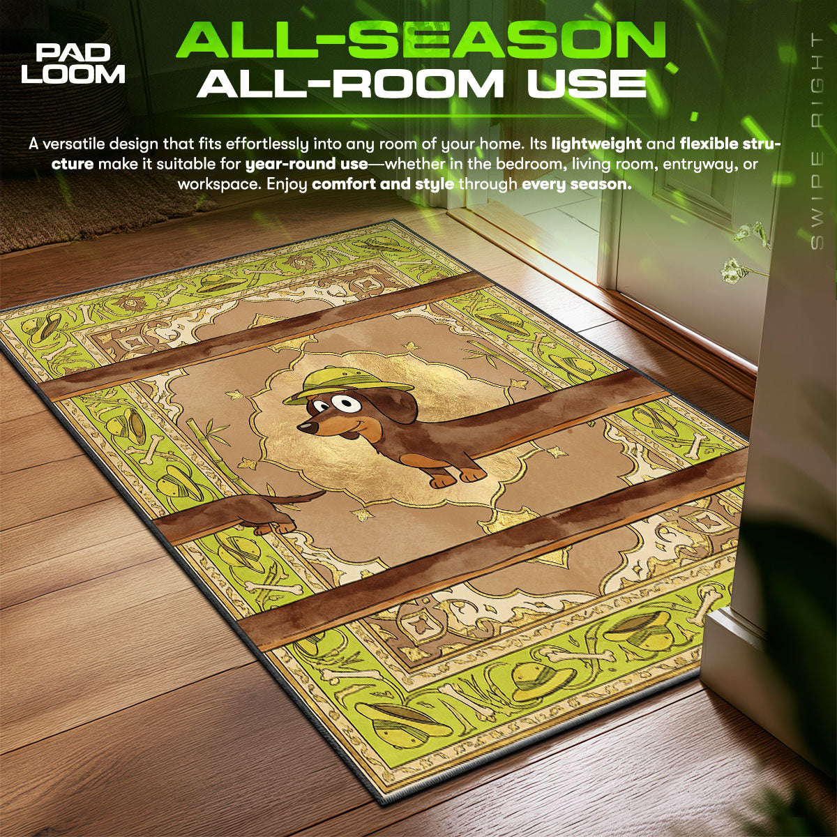 Bluey Snickers Safari Kids Floor fan rug — premium quality print
