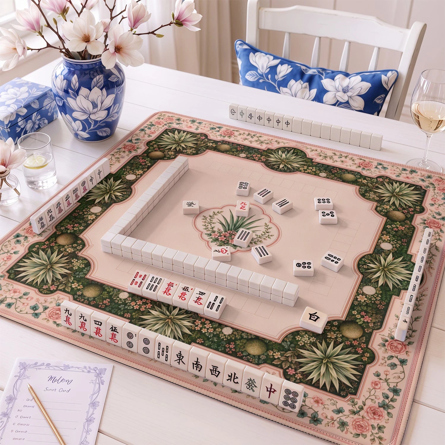 Blush Agave mahjong mat – M (60x60 cm) and L (81x81 cm) sizes