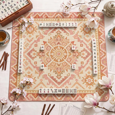 Zartrosa Kilim Mahjong-Matte - Mah-Jongg Tischmatte