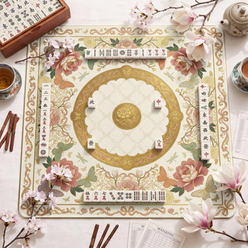 Blush Peony Mahjong Mat - Mah Jongg Table Mat