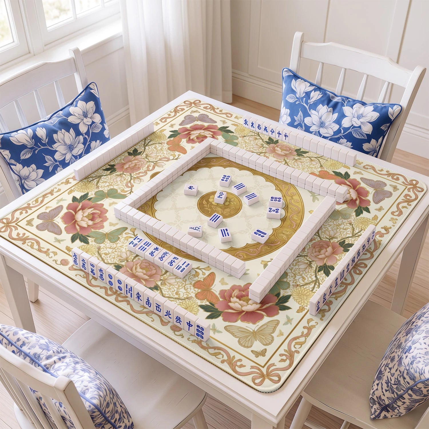 Blush Peony Mahjong Mat - Mah Jongg Table Mat