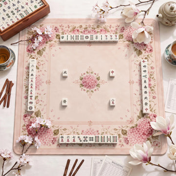 Blush Rose Hydrangea Mahjong Mat - Mah Jongg Mat