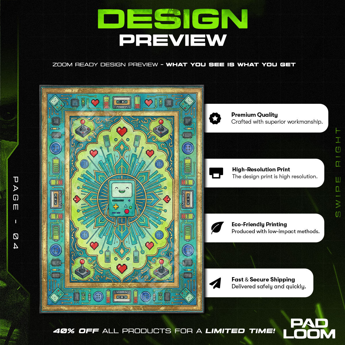 Room character design printed on rug