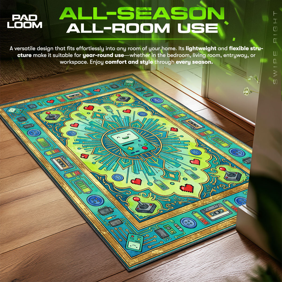 BMO Adventure Time Room fan rug — premium quality print