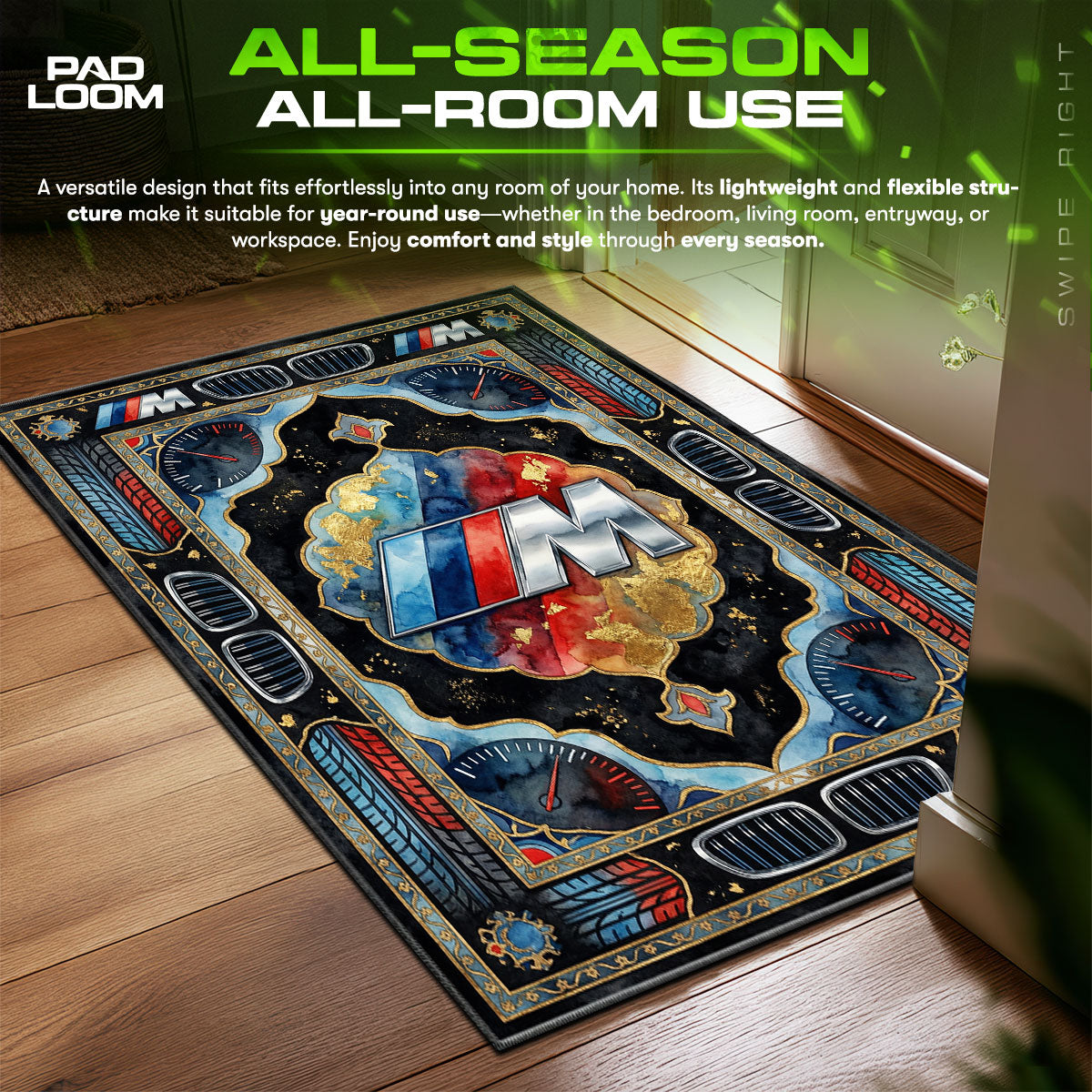BMW M Logo Motorsport Floor fan rug — premium quality print