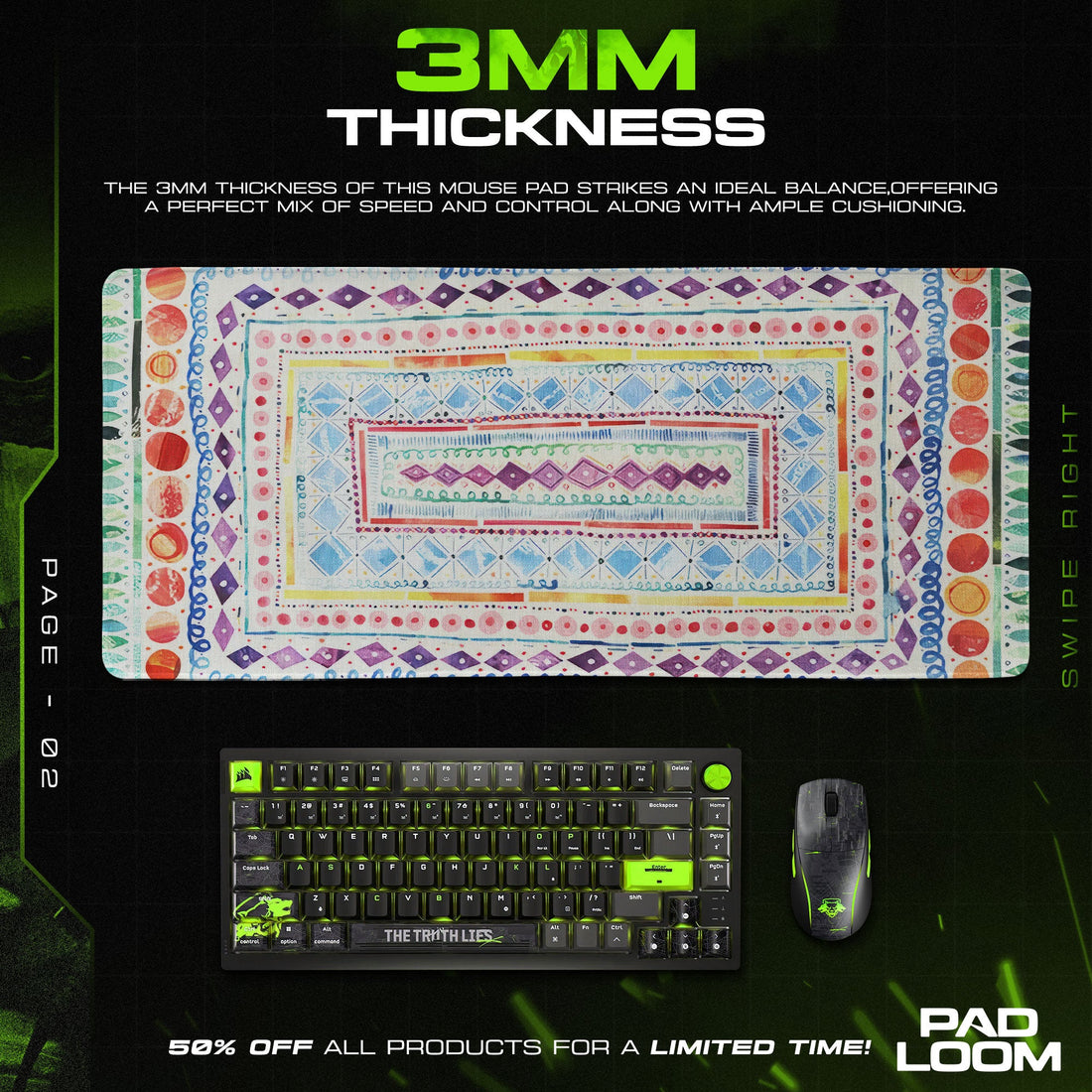 Bohemian Mosaic Mouse Pad - Colorful Art Desk Mat Padloom