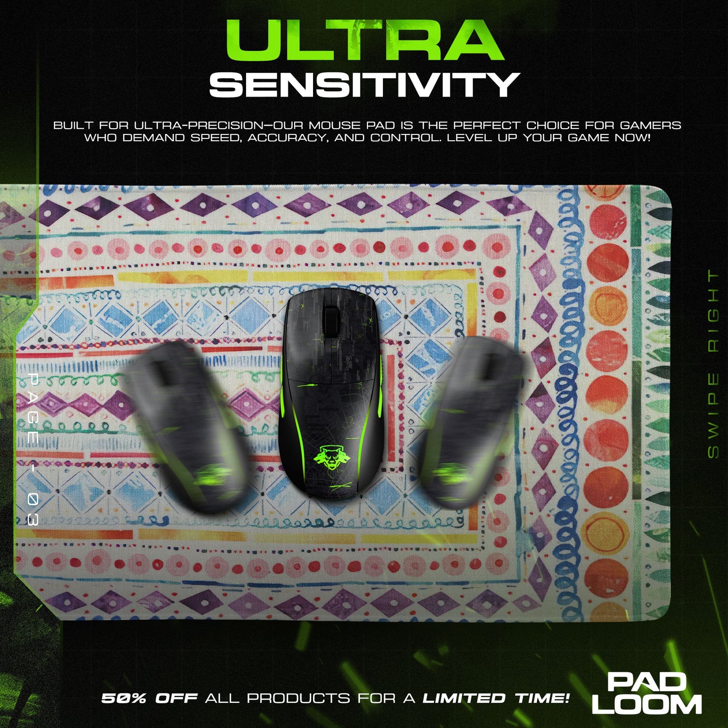 Bohemian Mosaic Mouse Pad - Colorful Art Desk Mat Padloom