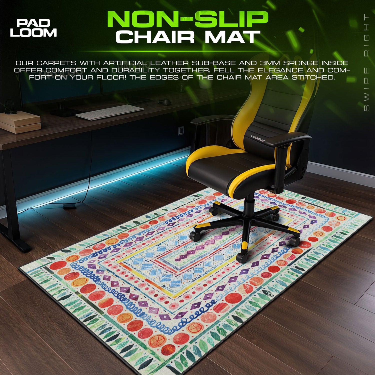 Bohemian Mosaic Mouse Pad - Colorful Art Desk Mat Padloom