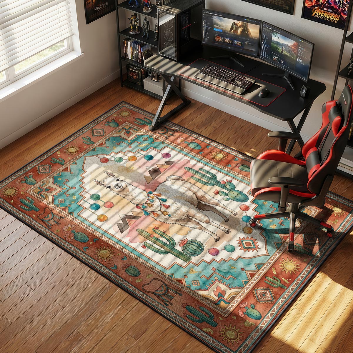 Boho Llama Desert Rug - Southwestern Kids Room Mat
