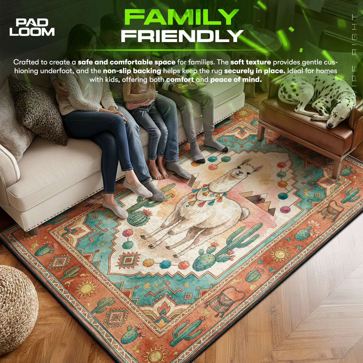 Boho Llama Desert Rug - Southwestern Kids Room Mat