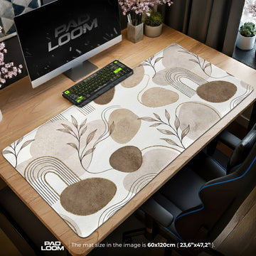 Boho Pebble Leaf Mouse Pad - Abstract Desk Mat