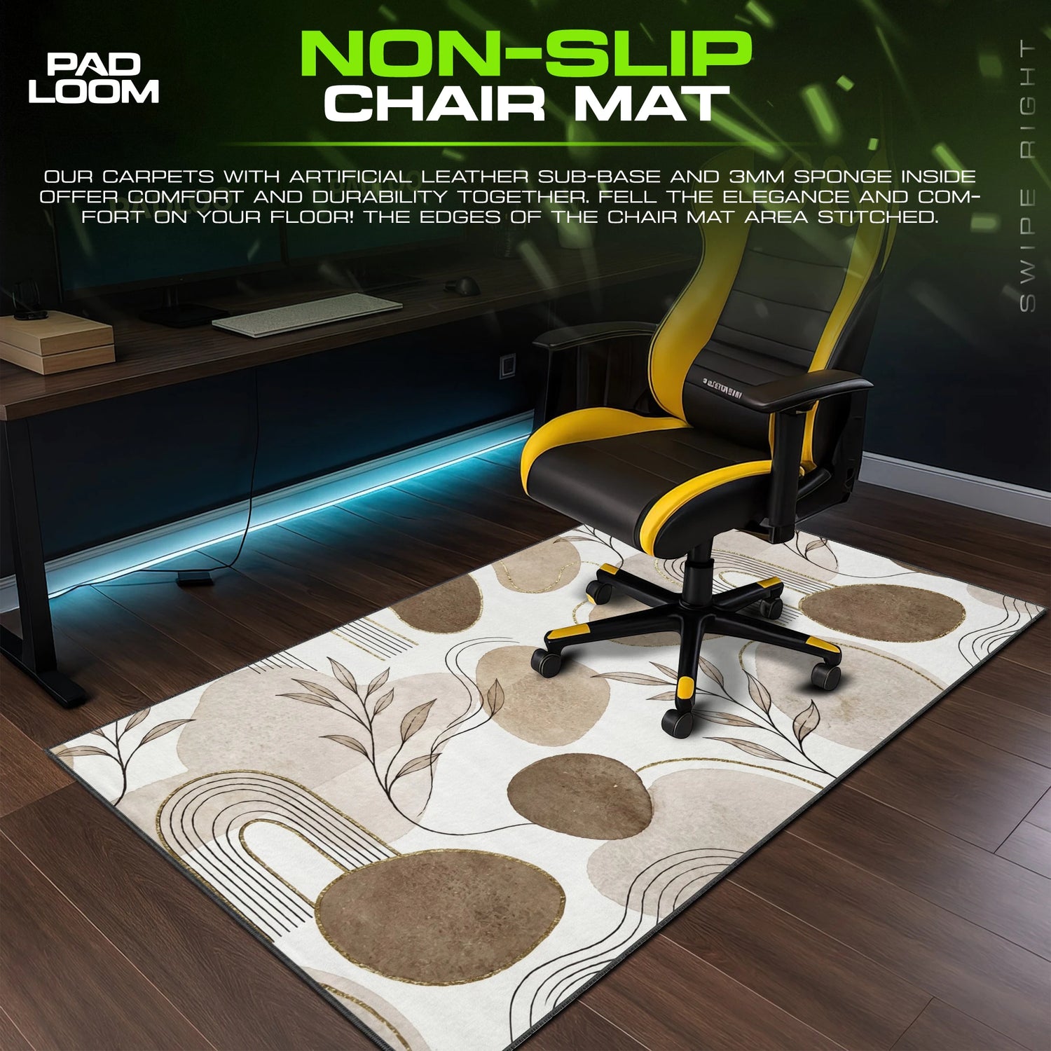 Boho Pebble Leaf Mouse Pad - Abstract Desk Mat