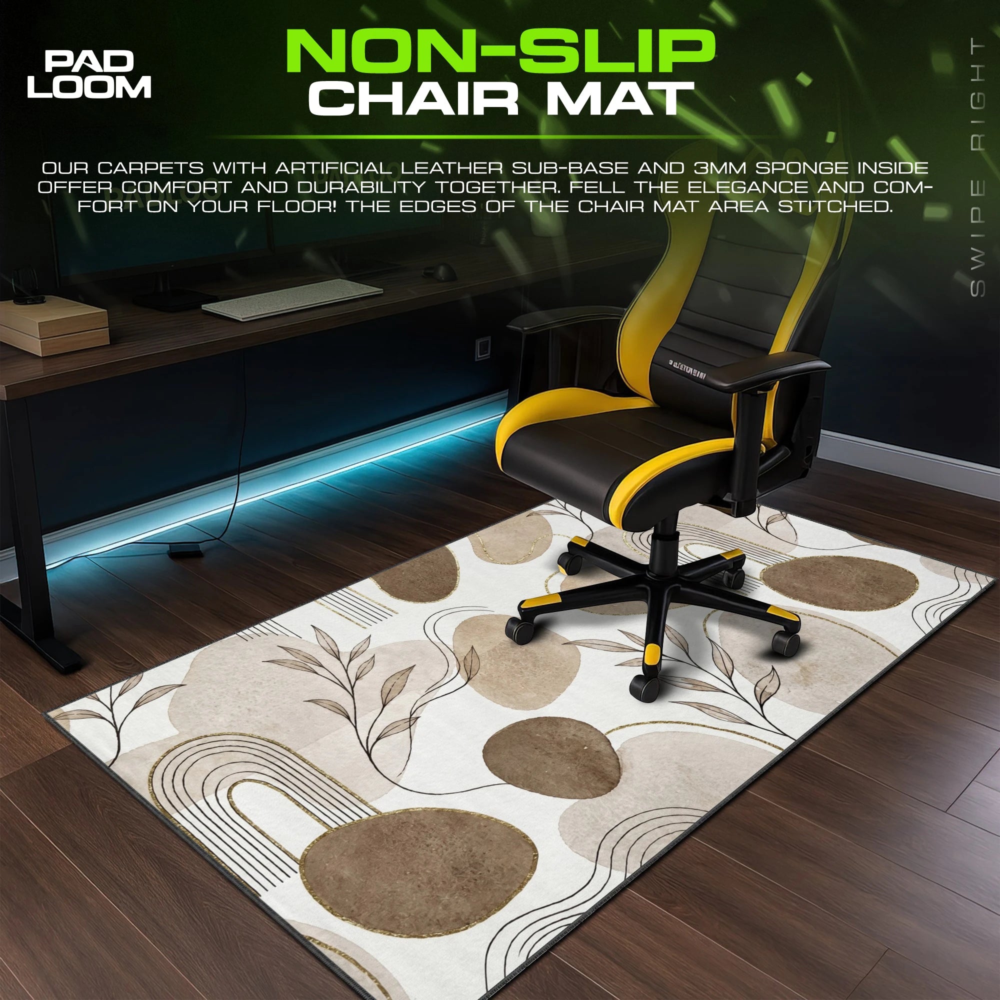 Boho Pebble Leaf Mouse Pad - Abstract Desk Mat