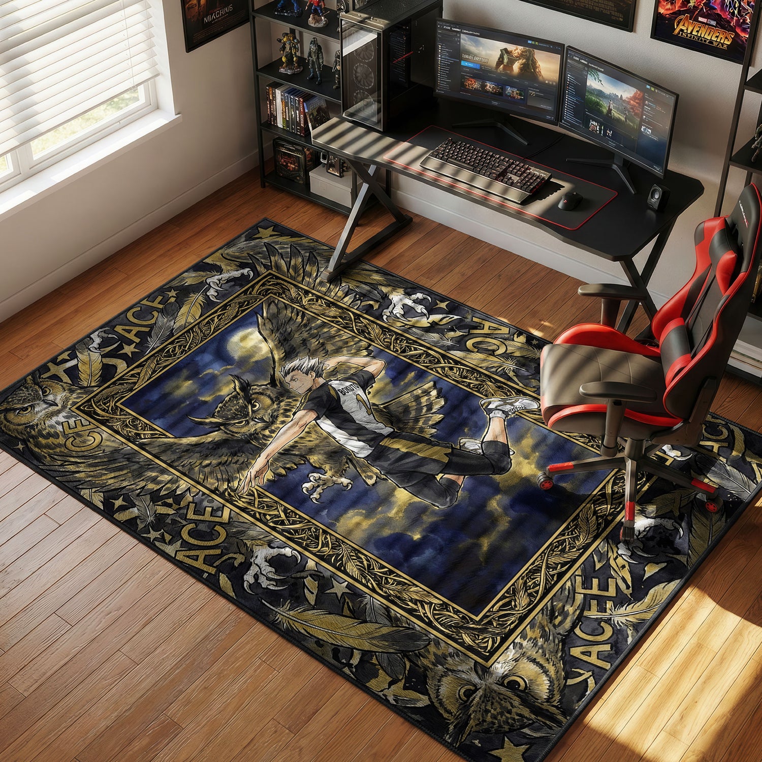 Kotaro Bokuto Owl Ace Haikyuu Chair rug — main product view