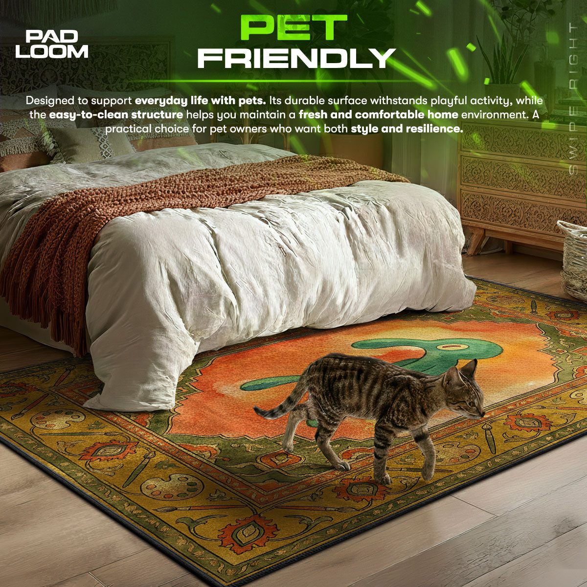 Bold Brash themed area rug for home decor fans