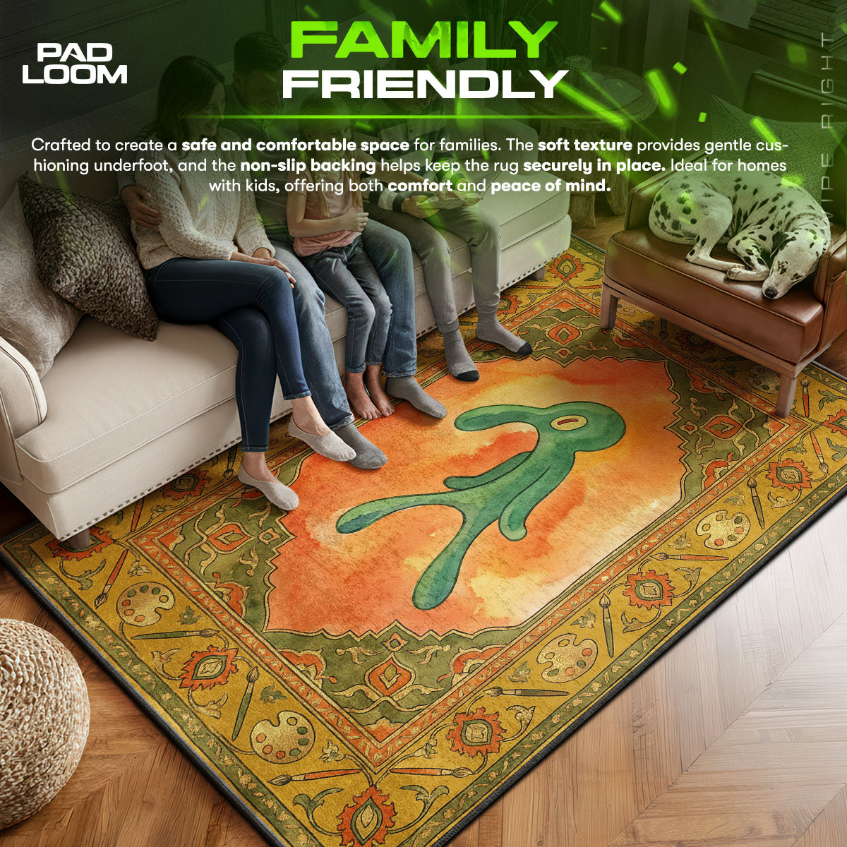 Area character design printed on rug
