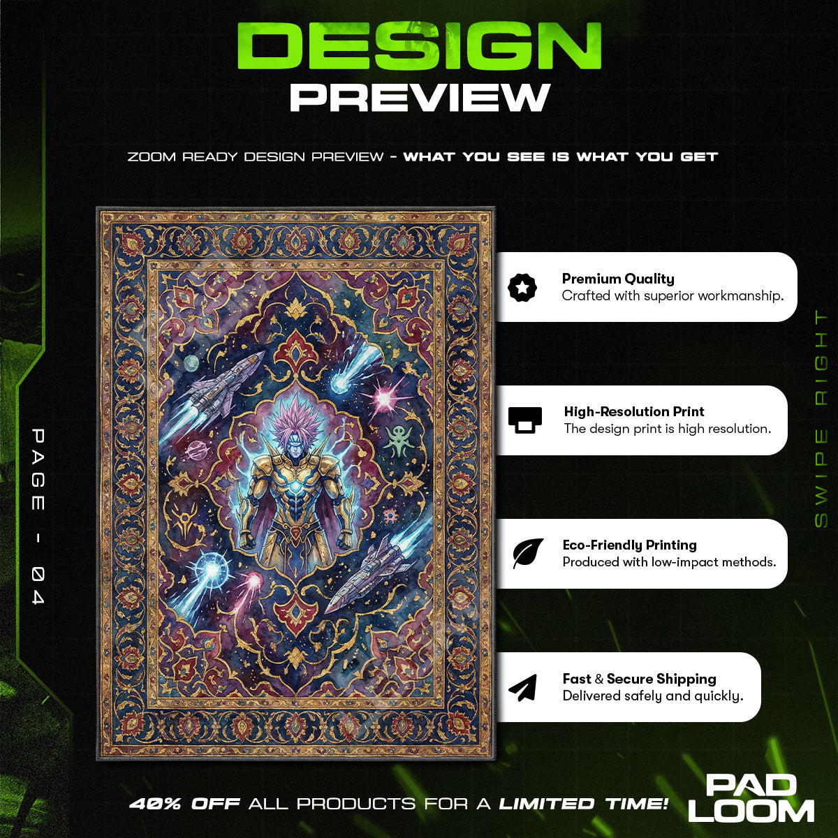 Chair character design printed on rug