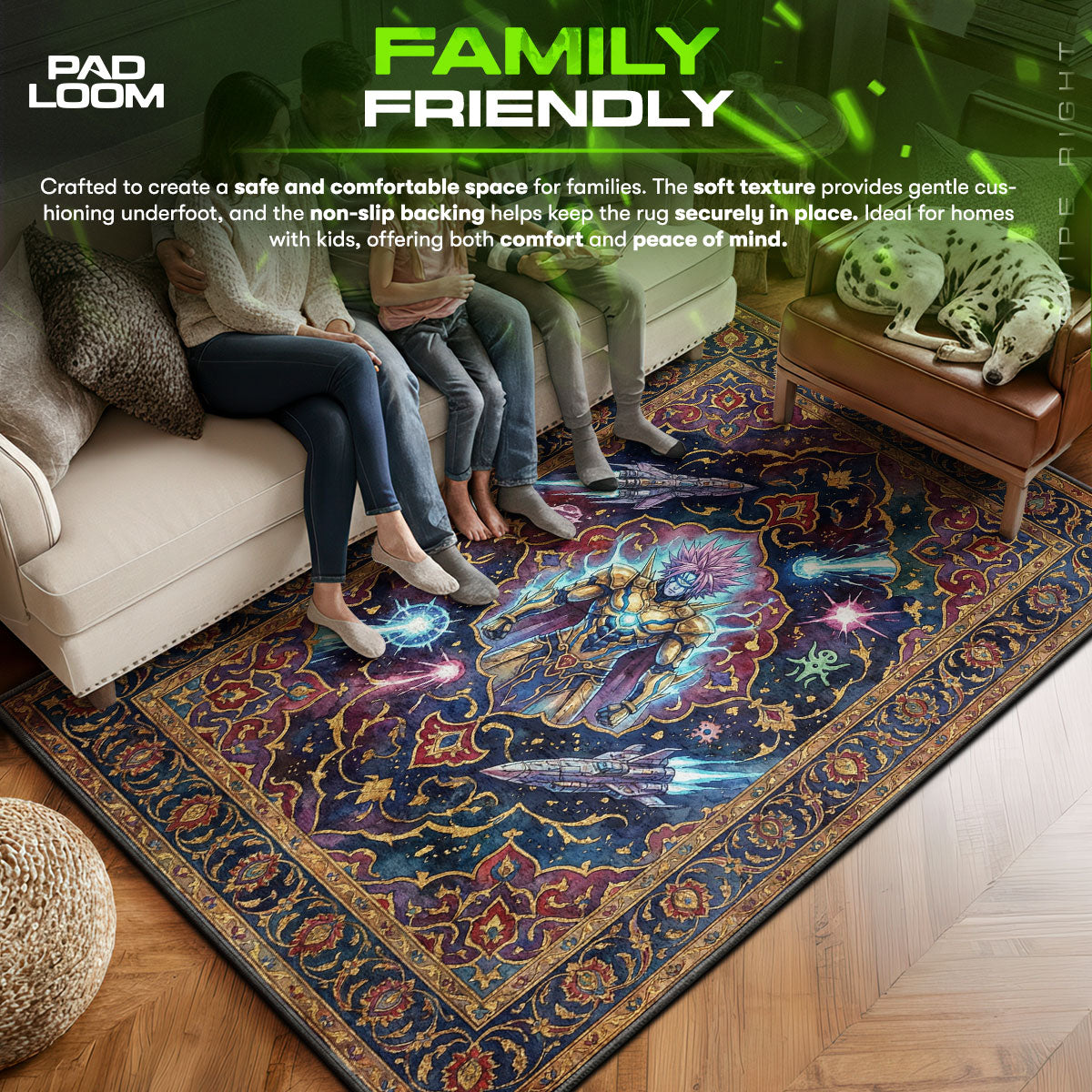 Boros area rug showing full home decor artwork
