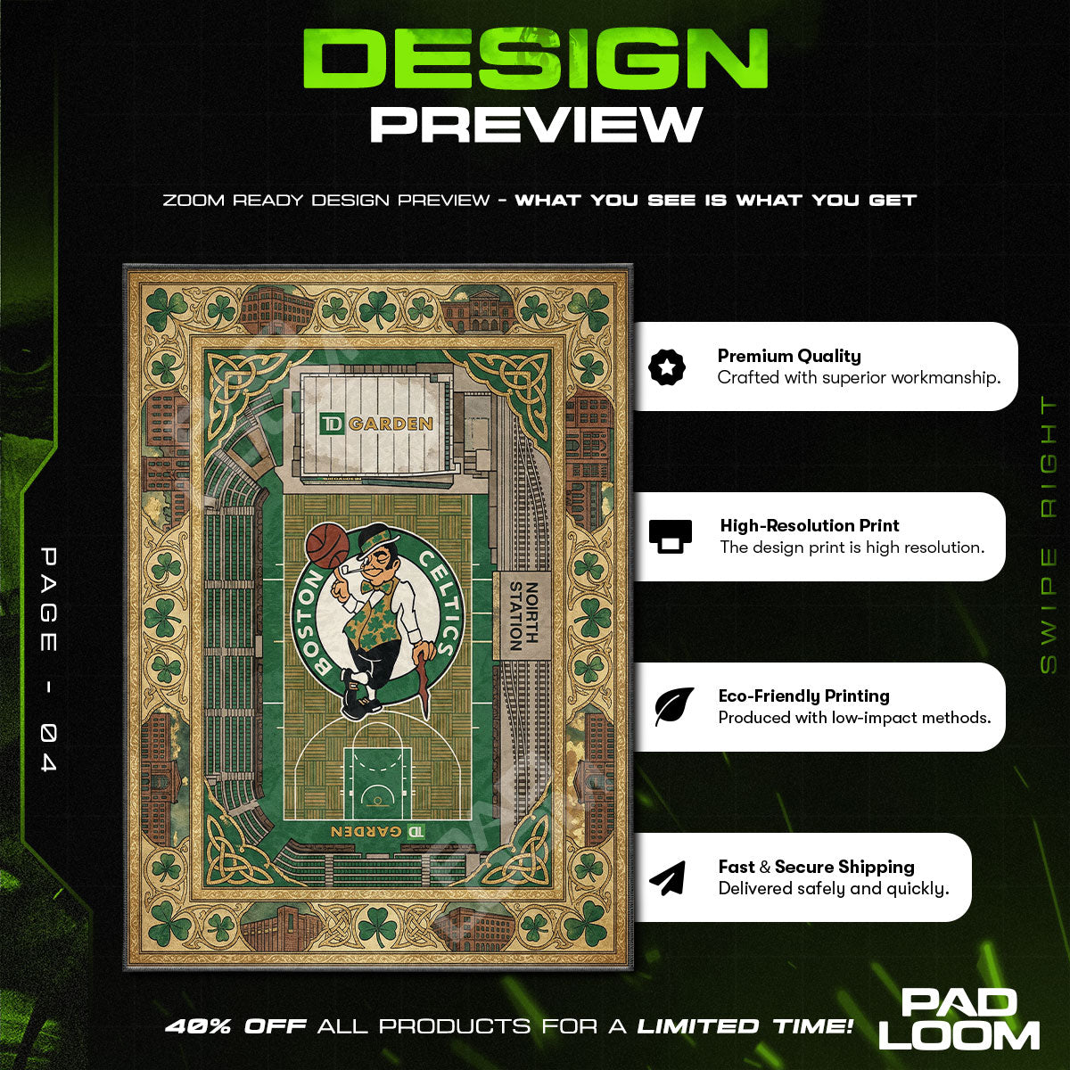 Floor character design printed on rug