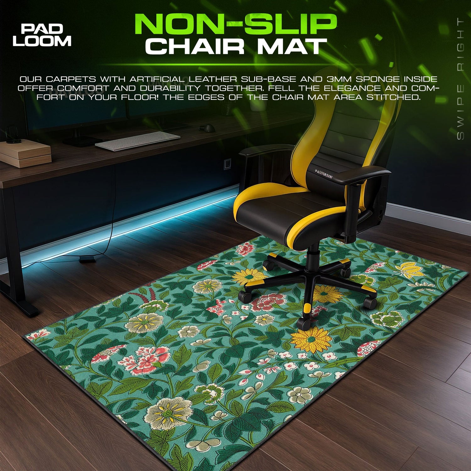 Botanical Garden Mouse Pad, Vintage Floral Gaming Desk Mat Padloom