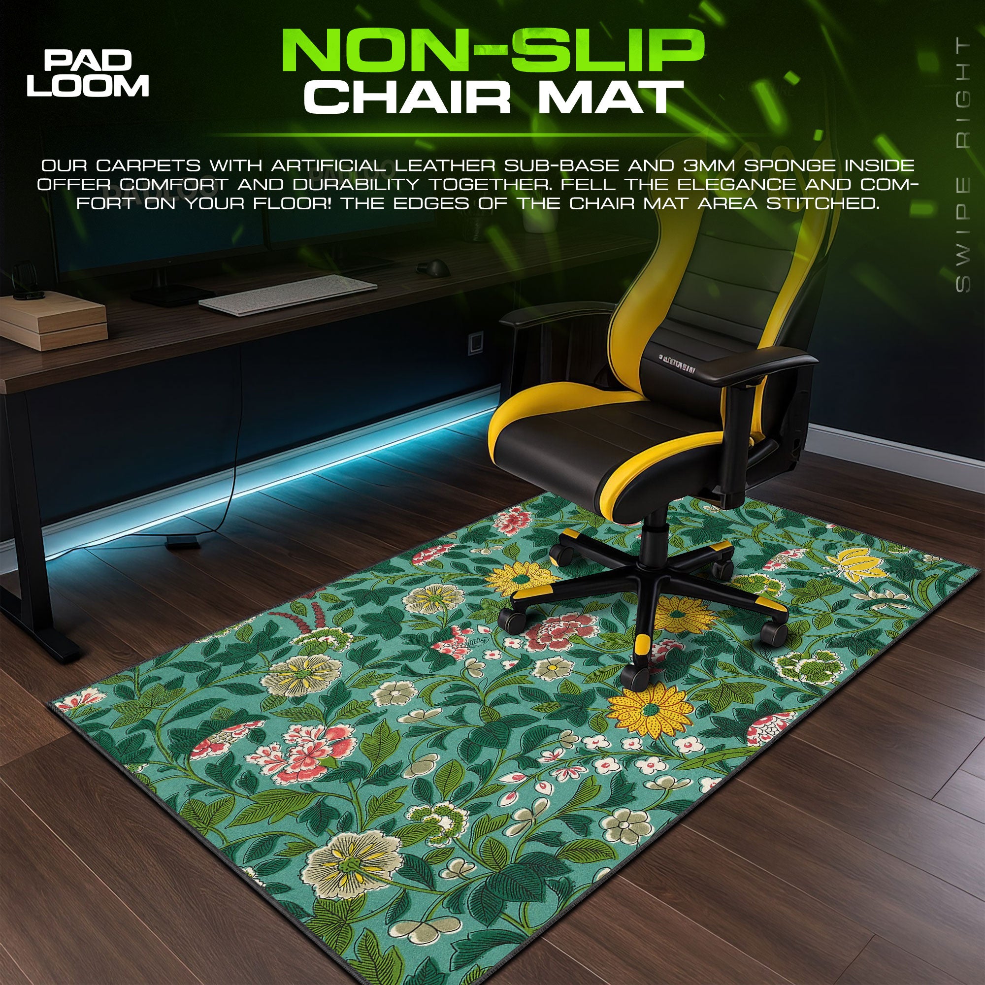 Botanical Garden Mouse Pad, Vintage Floral Gaming Desk Mat