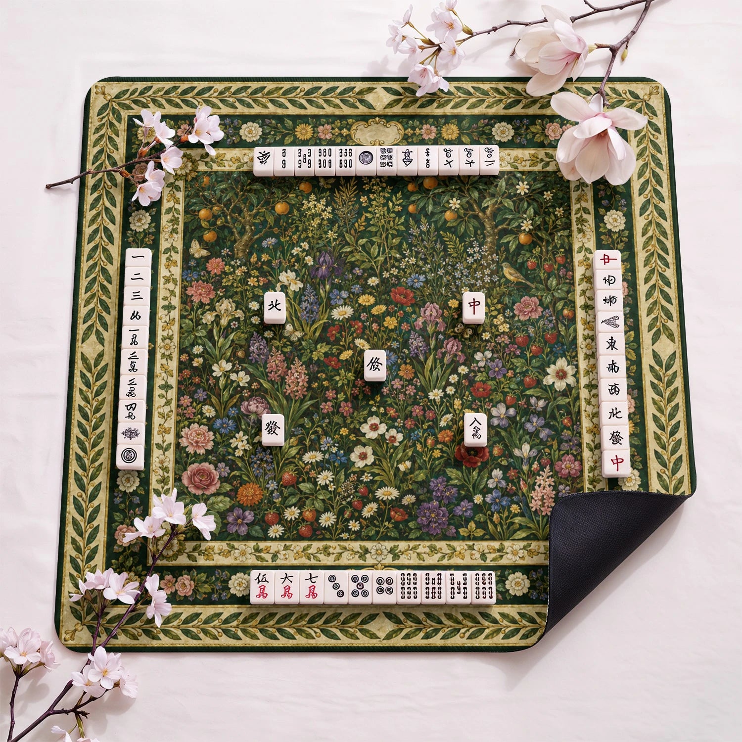 Botanical Meadow Mahjong Mat - Mah Jongg Table Mat