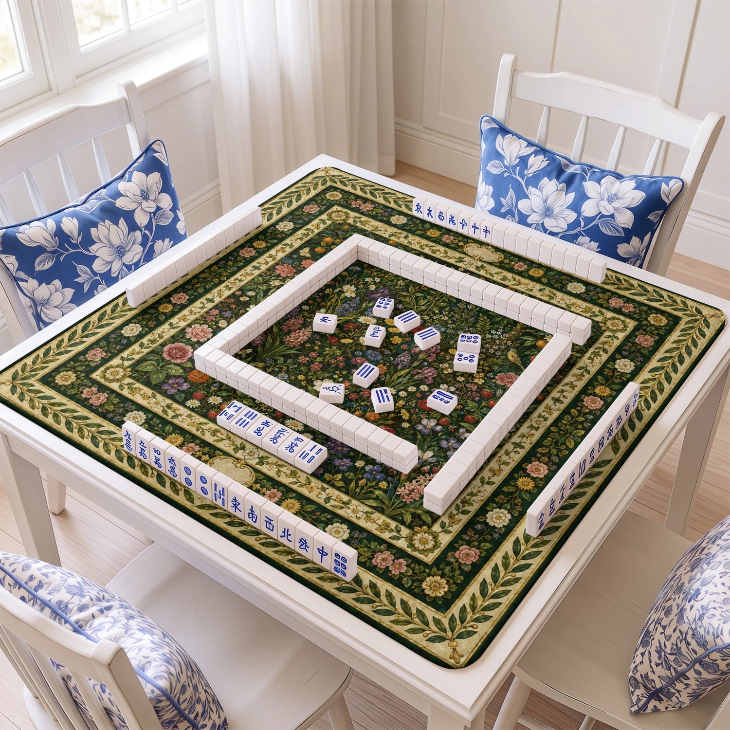 Botanical Meadow Mahjong Mat - Mah Jongg Table Mat