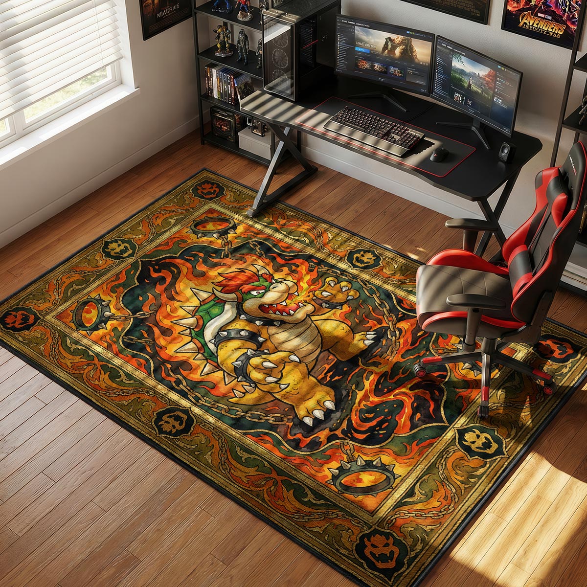 Bowser Inferno Breath Super Mario Chair rug — main product view