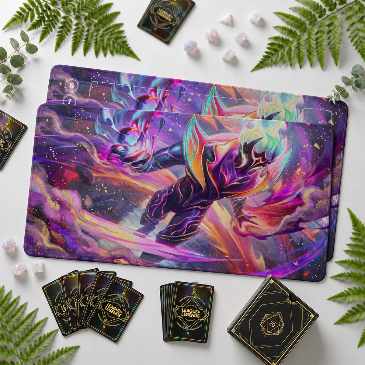 Brand Astral Riftbound TCG playmat with card zones and score track – LoL game mat