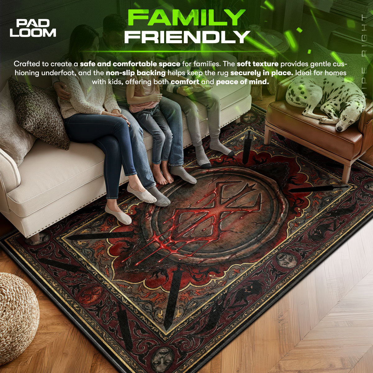 Brand area rug showing full Fantasy artwork