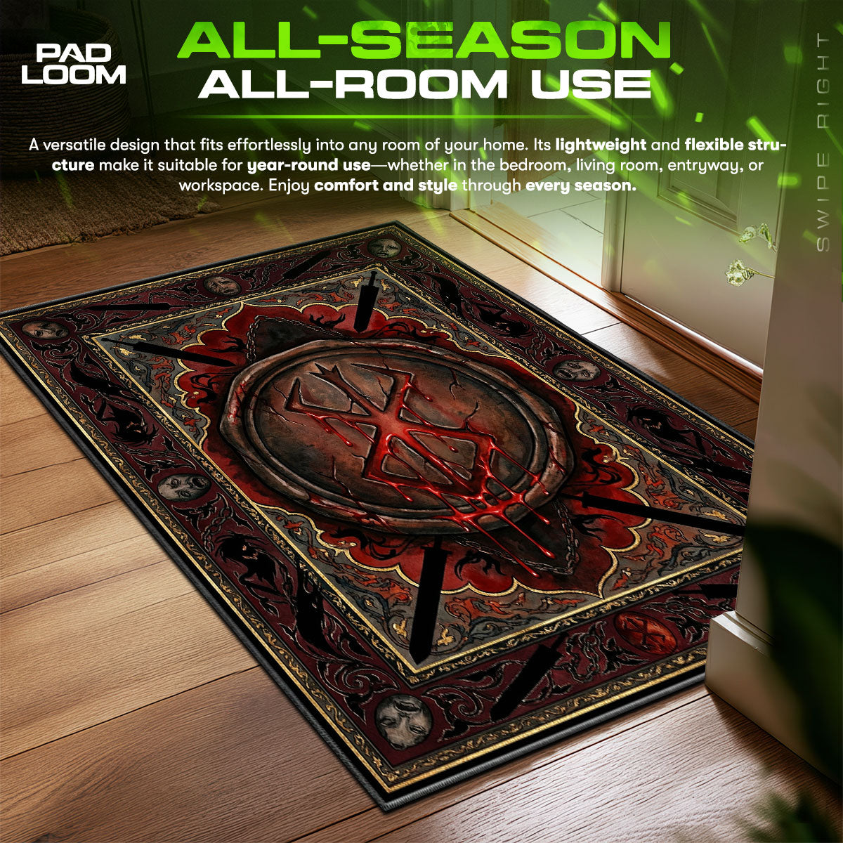 Brand Sacrifice Dark Berserk Room fan rug — premium quality print