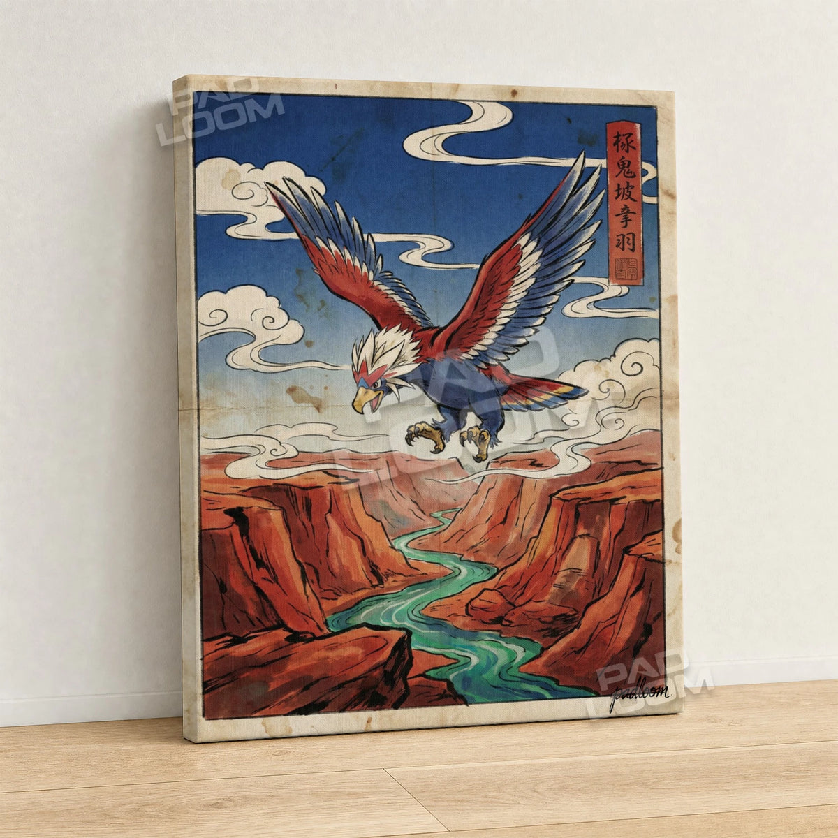 Braviary Swooping Pokemon canvas wall art - gallery-wrapped canvas print, side view