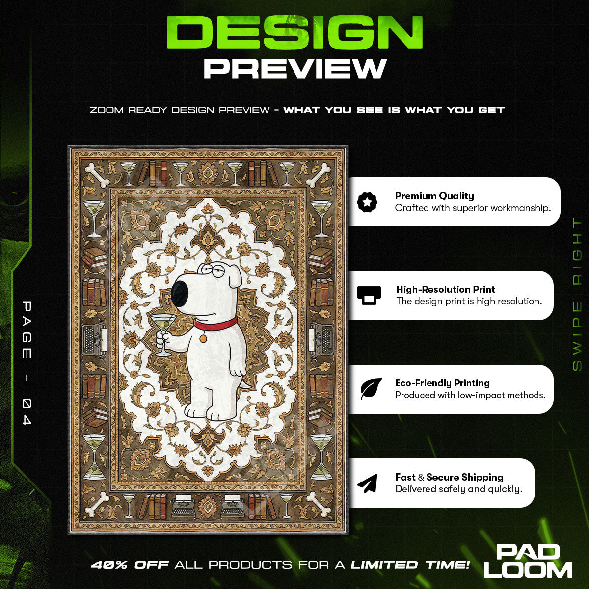 Room character design printed on rug