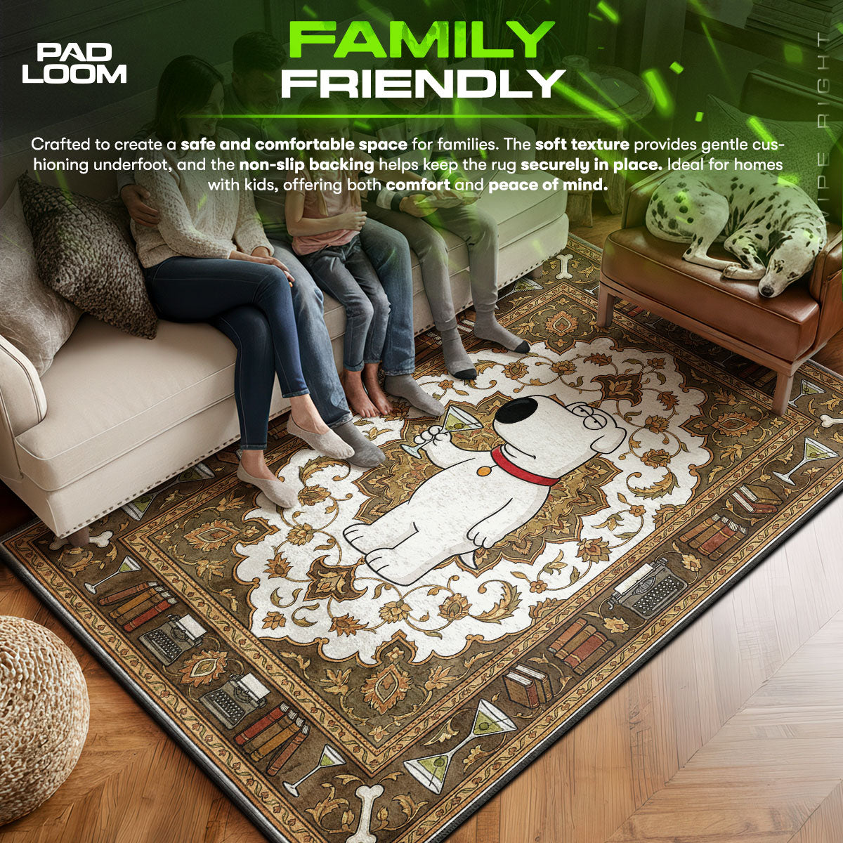 Brian area rug showing full home decor artwork