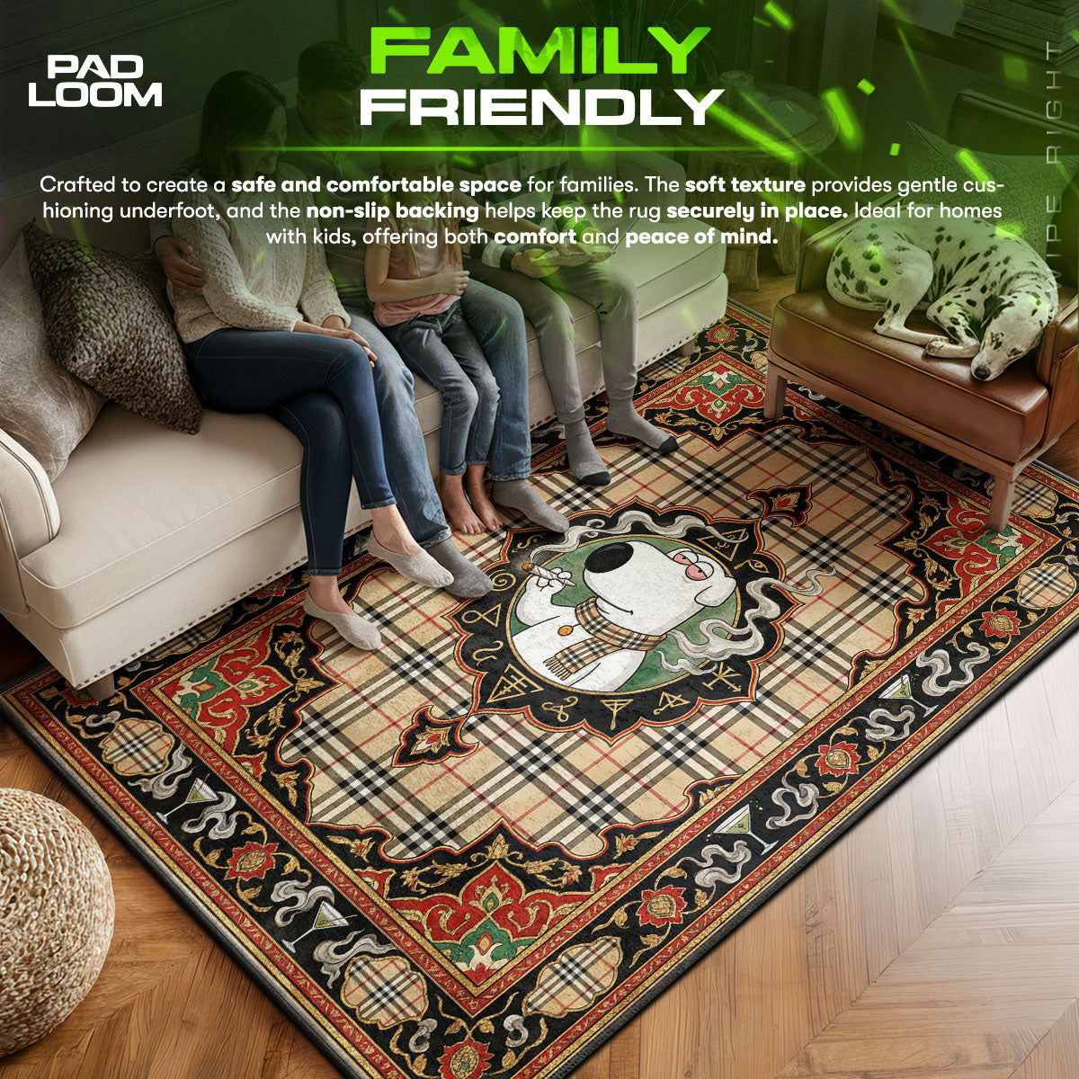 Brian area rug showing full home decor artwork