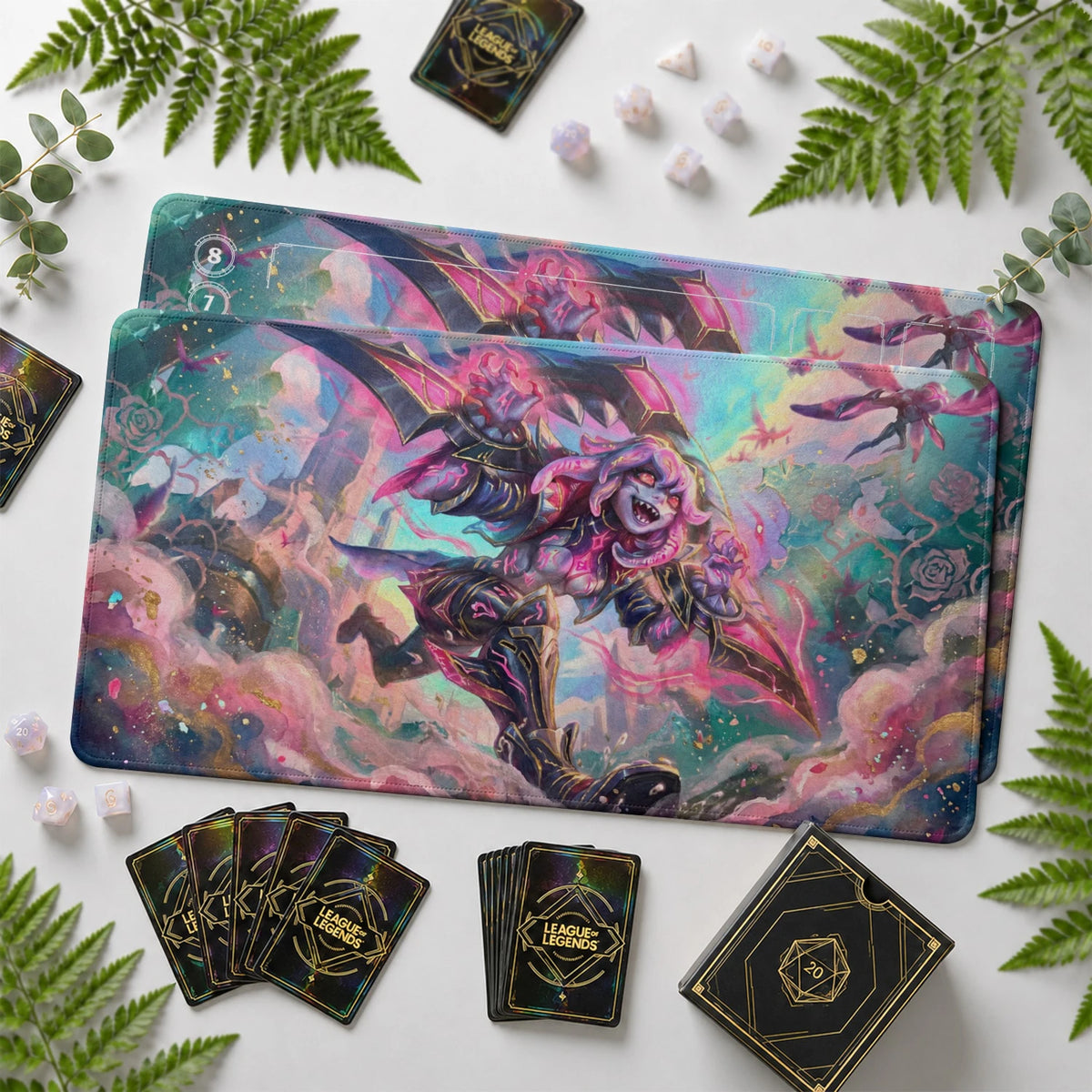 Briar Street Riftbound TCG playmat with card zones and score track – LoL game mat
