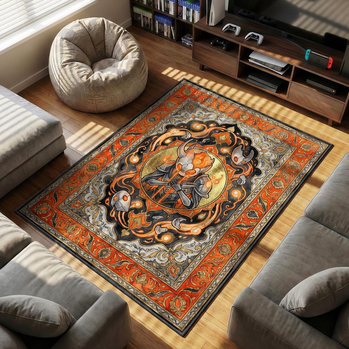 Broken Vessel themed area rug for home decor fans