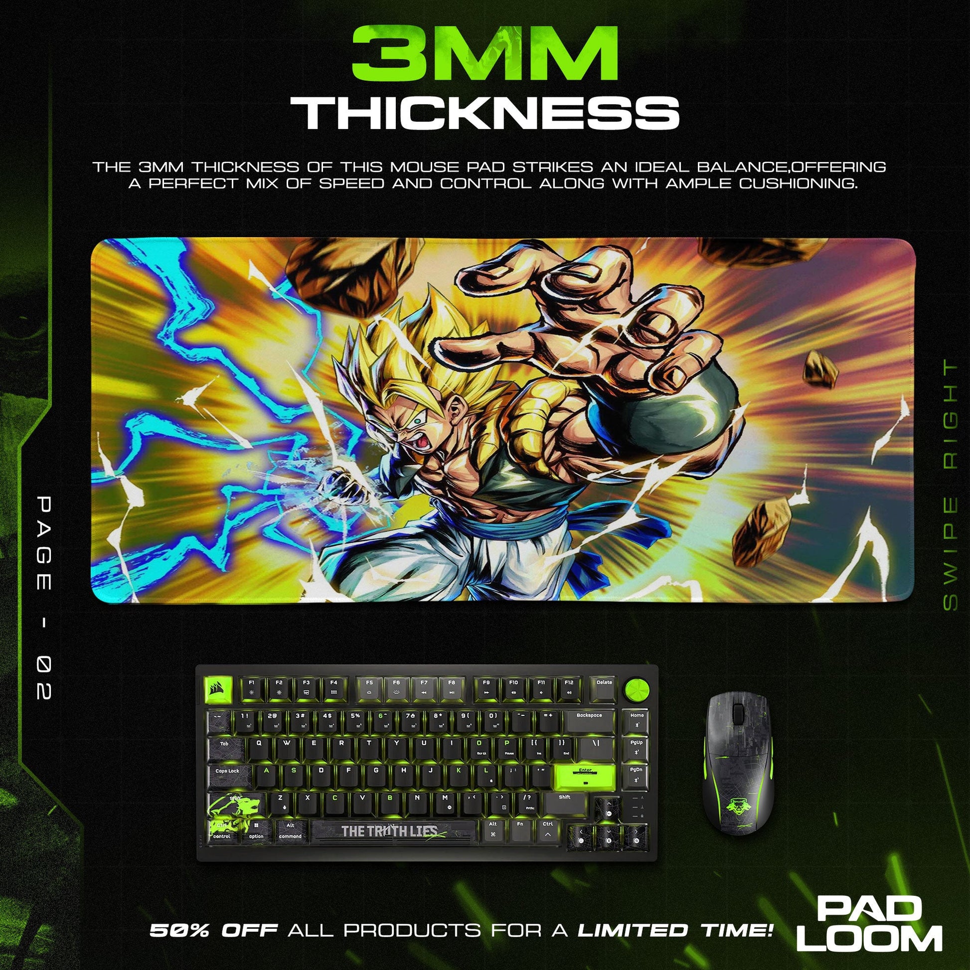 Broly Super Saiyan Mouse Pad - Energy Burst Anime Desk Mat Padloom