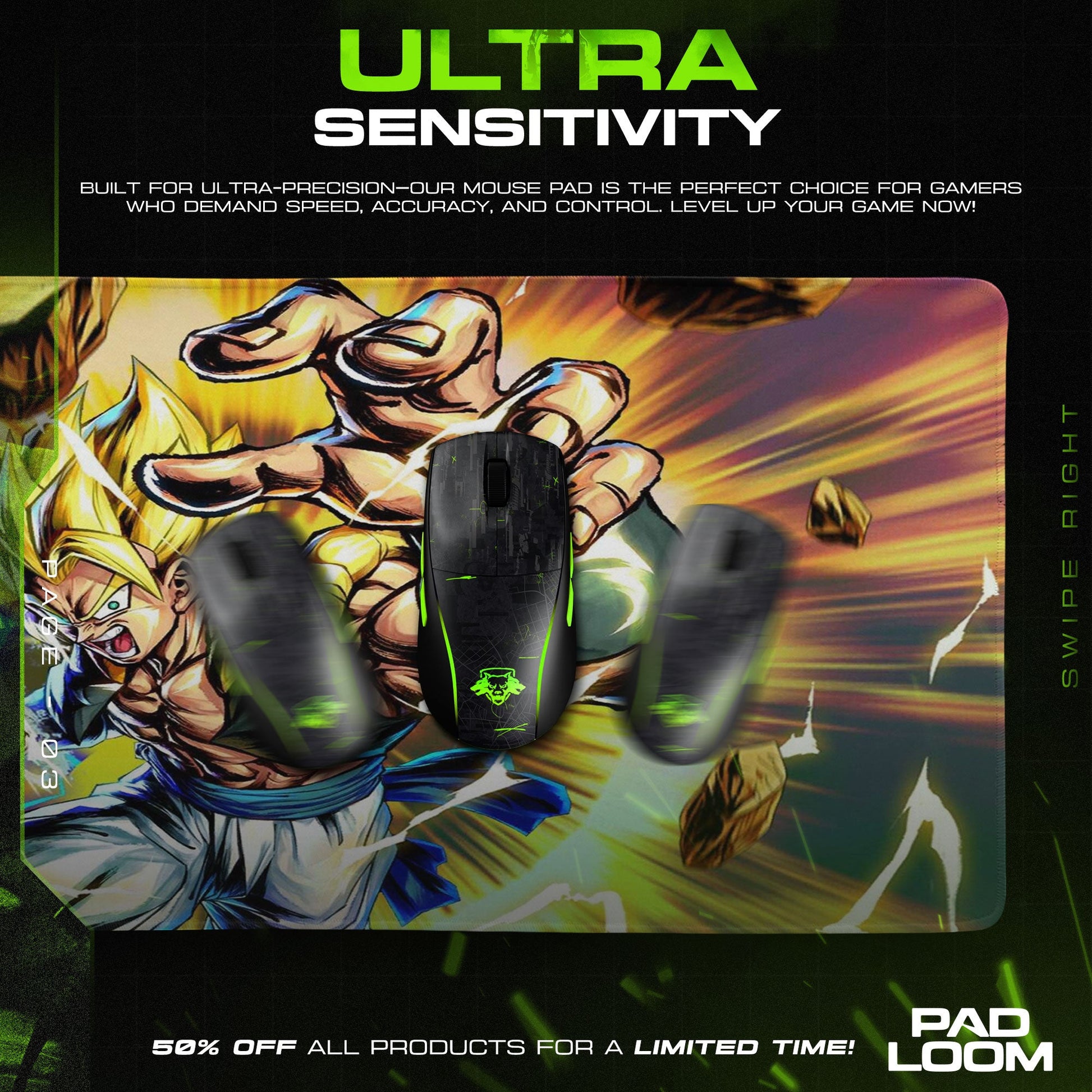 Broly Super Saiyan Mouse Pad - Energy Burst Anime Desk Mat Padloom