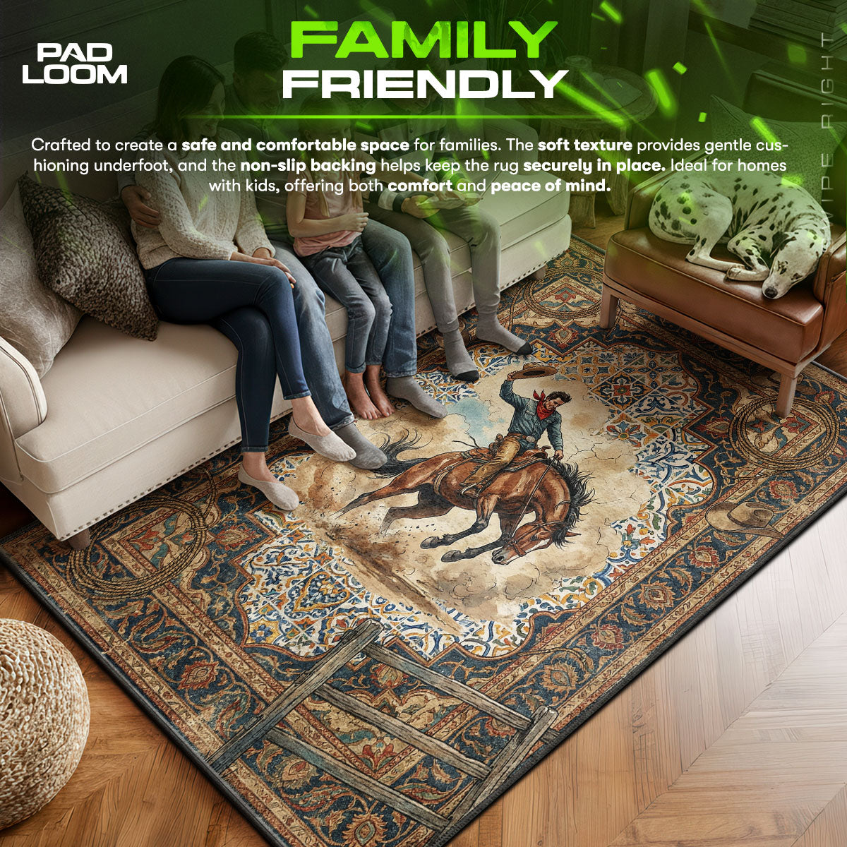 Area character design printed on rug