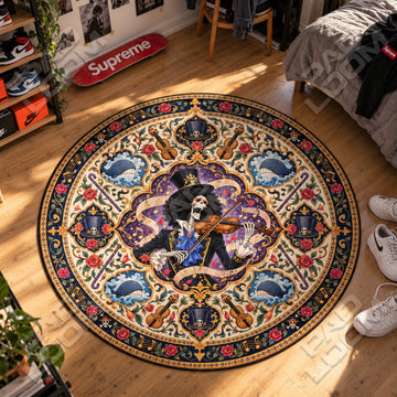 Brook Violin One Piece round rug on a bedroom floor - One Piece chair mat