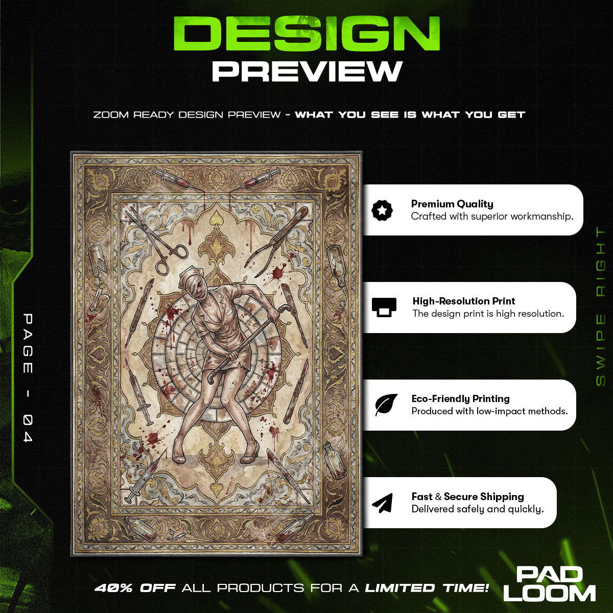 Chair character design printed on rug