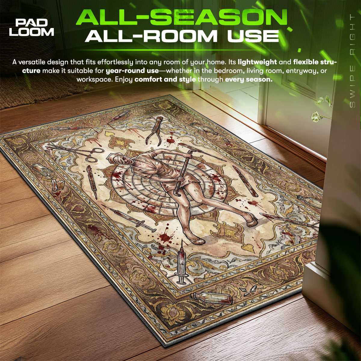Bubble Head Nurse Rusty Silent Hill Chair fan rug — premium quality print