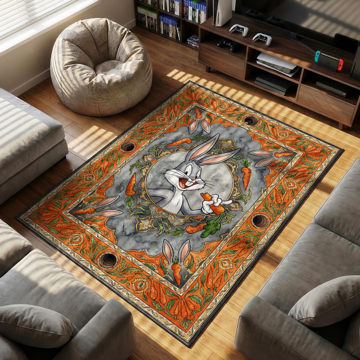 Bugs Bunny themed area rug for home decor fans