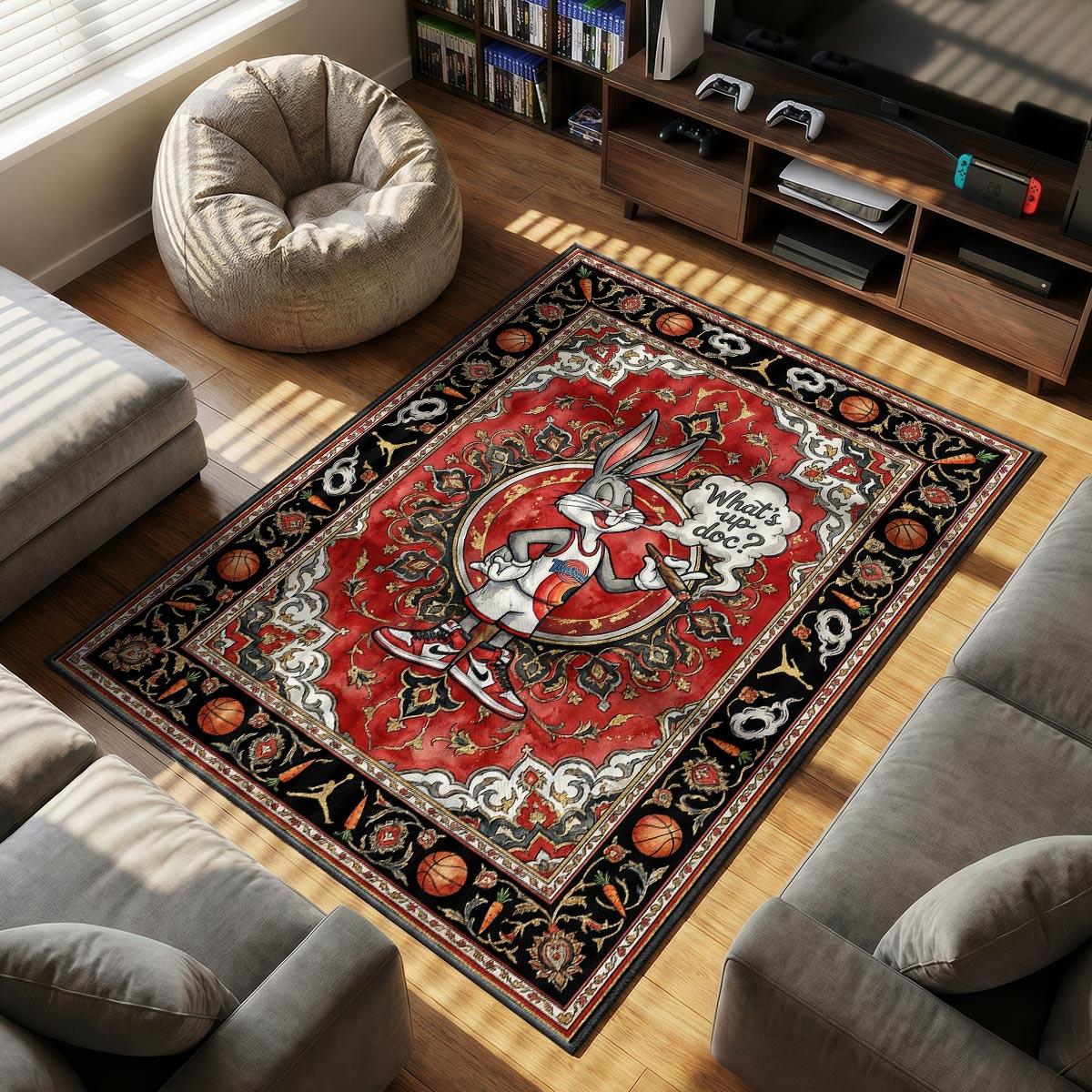 Bugs Bunny themed area rug for Space fans