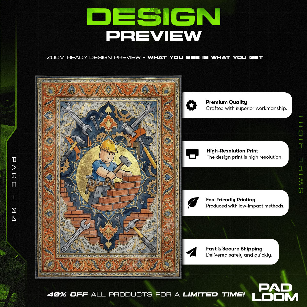 Builder Tycoon Mosaic Rug - Roblox Chair Mat