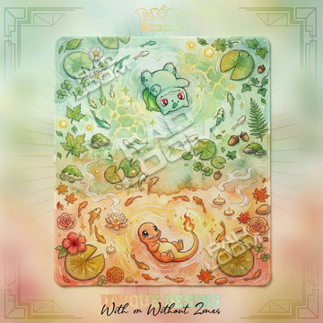 Bulbasaur Charmander 2-player Pokemon TCG playmat, 24x28 in duel mat design